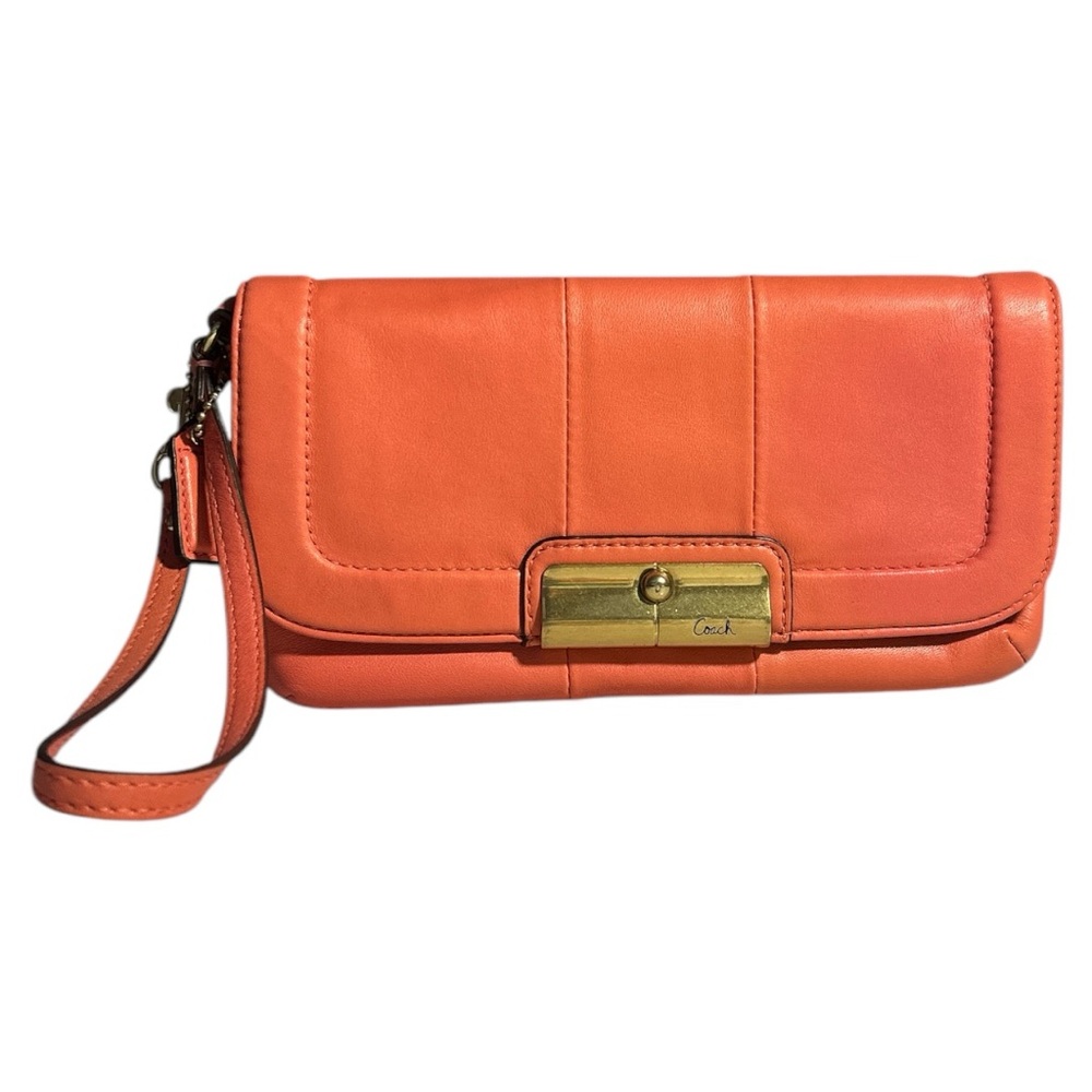 Coach Vintage Y2K Kristin Coral Wristlet wMag Gold Detail Minibag